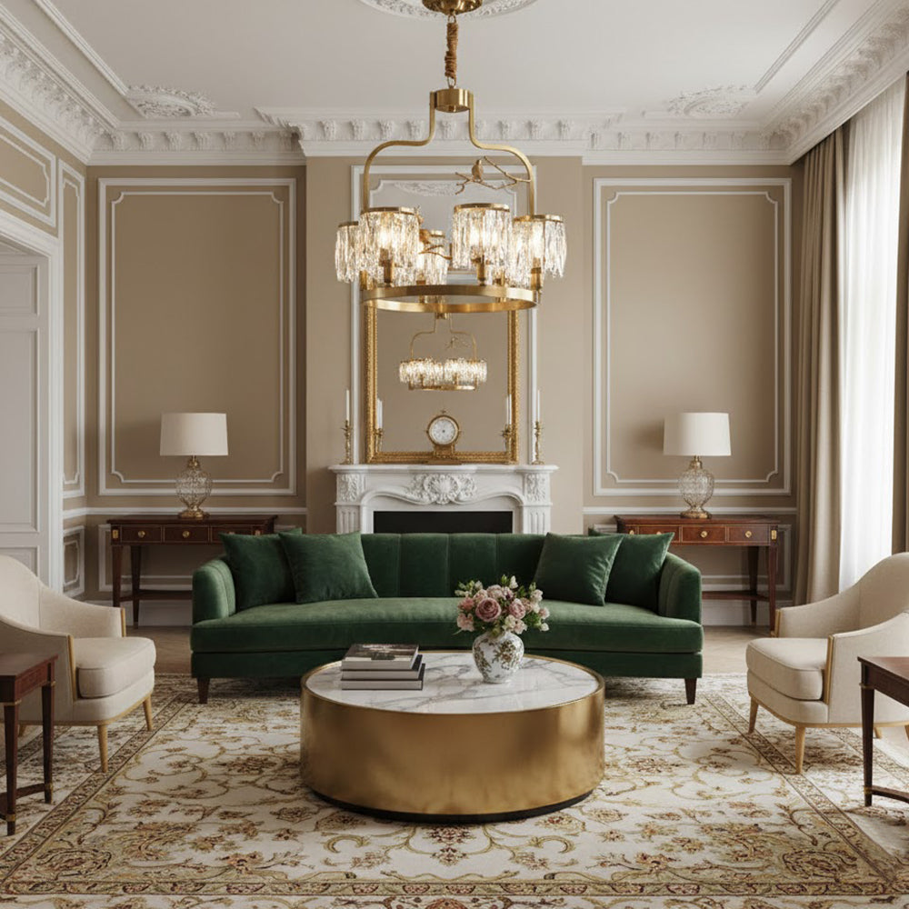 Chandelier Brass 22 in Crystal Indoor Ceiling Light Modern Dining Living Room Fixture | Thomler