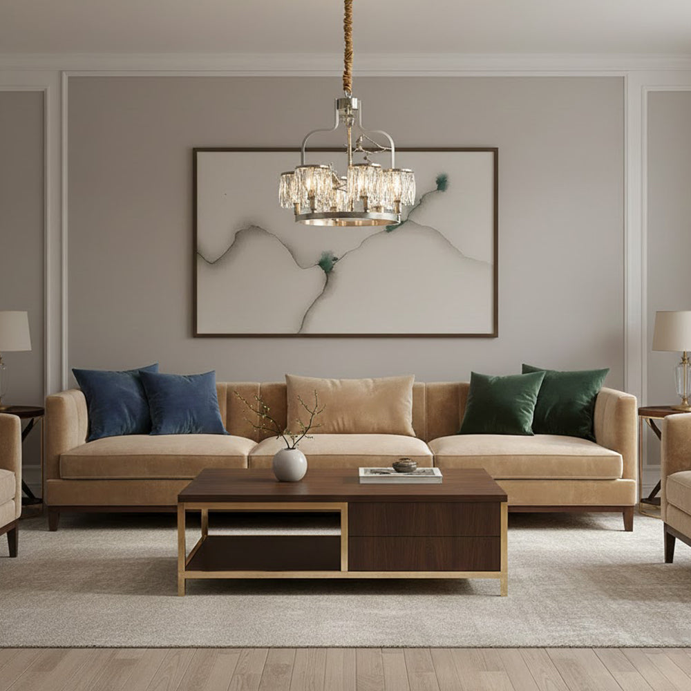 Chandelier Brass 22 in Crystal Indoor Ceiling Light Modern Dining Living Room Fixture | Thomler
