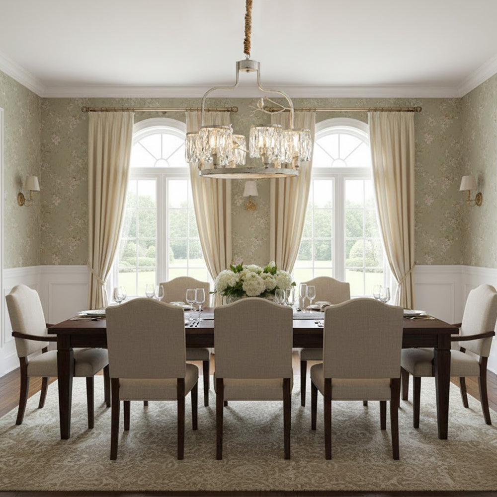 Chandelier Brass 22 in Crystal Indoor Ceiling Light Modern Dining Living Room Fixture | Thomler