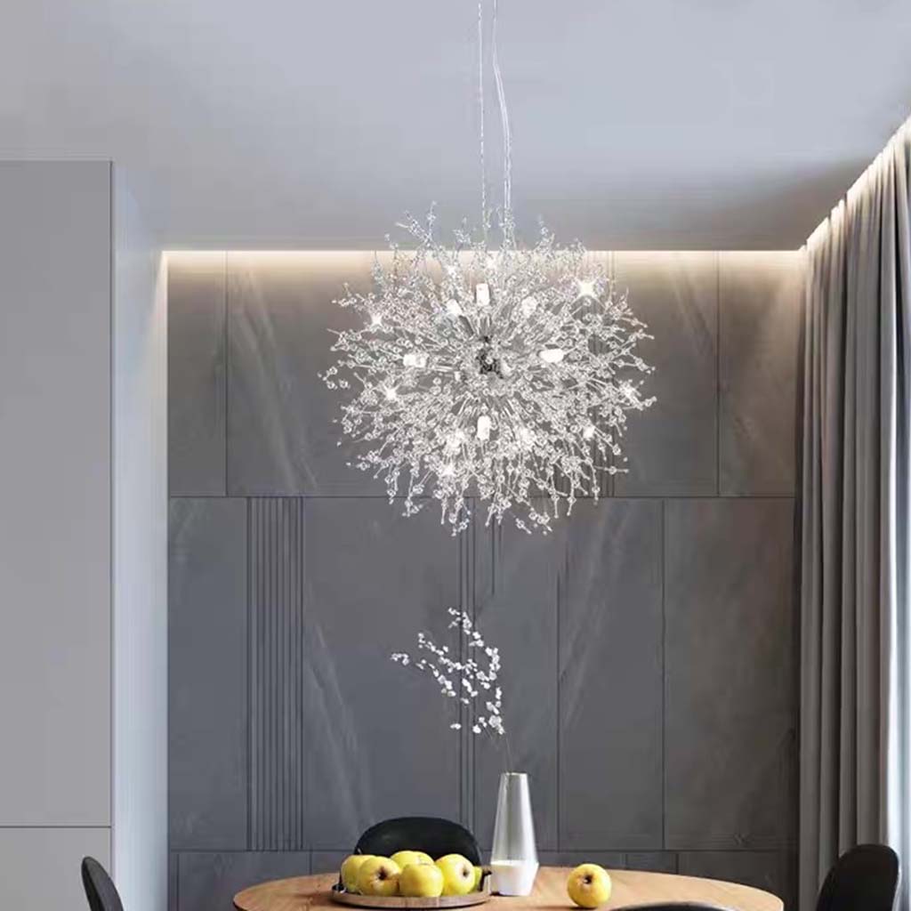 Chandelier Metal Crystal 23.6 in Adjustable Living Room Dining Foyer Ceiling Light Modern Nordic Style | Thomler