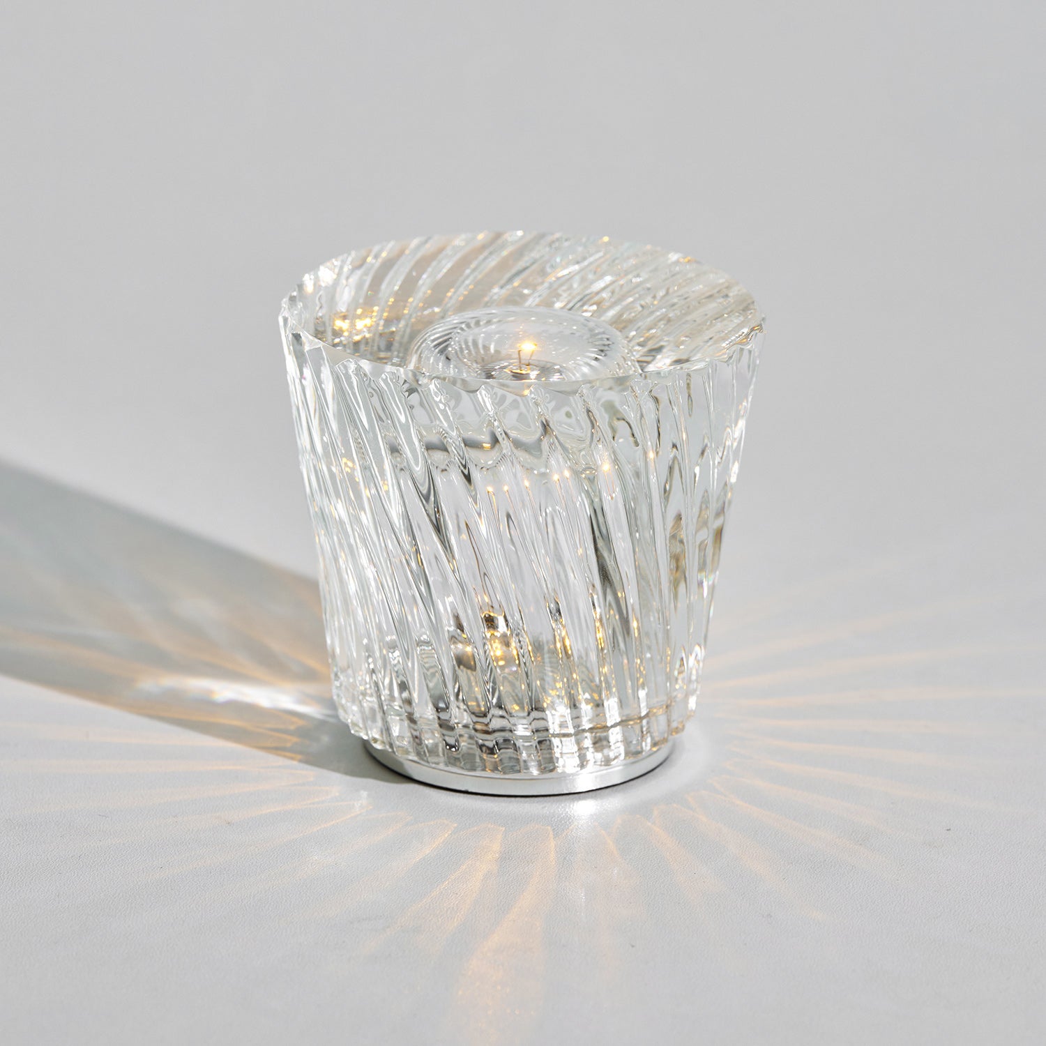 Table Lamp Crystal Glass 3.2 in x 3.5 in Clear LED Desk Bedroom Accent Light | Thomler