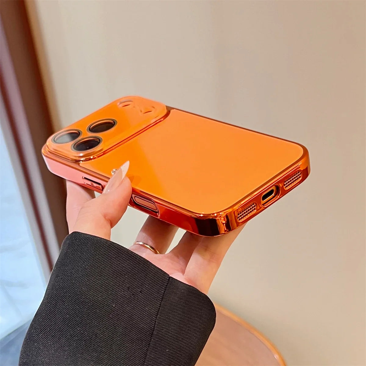 Tempered Glass iPhone Case with Camera Lens Shield & Plated Edges – Shockproof Protection for iPhone 11-17 Pro Max | Thomler