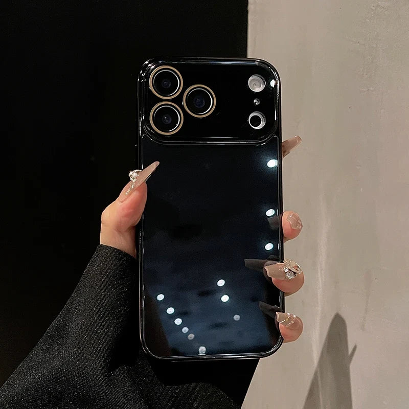 Tempered Glass iPhone Case with Camera Lens Shield & Plated Edges – Shockproof Protection for iPhone 11-17 Pro Max | Thomler
