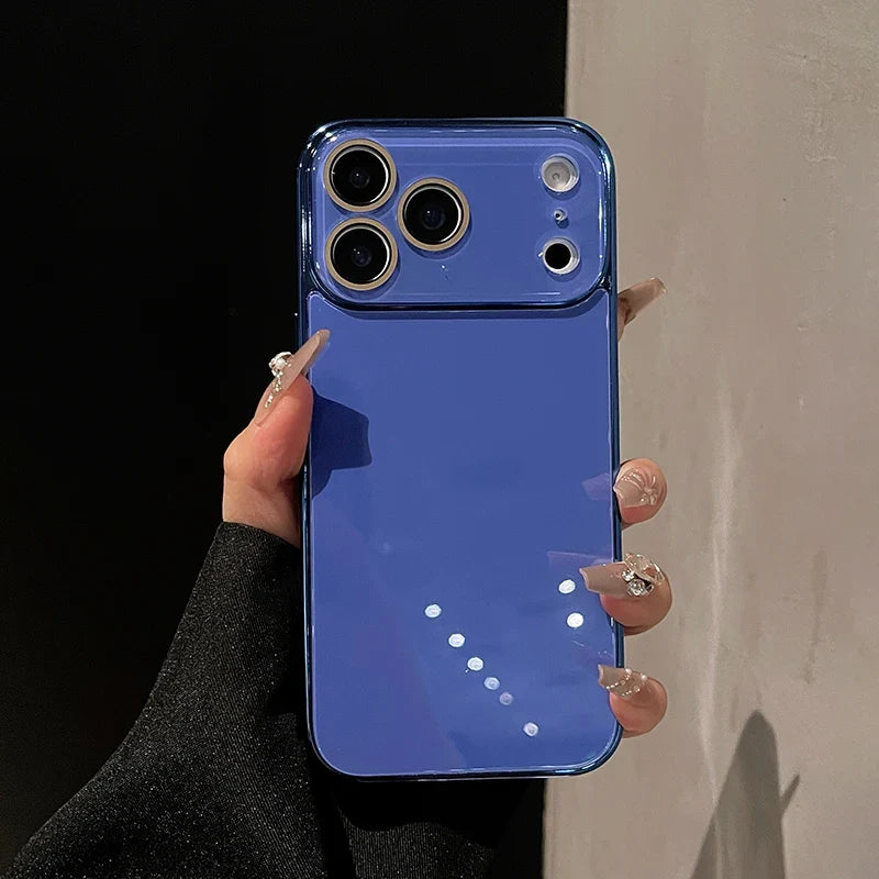 Tempered Glass iPhone Case with Camera Lens Shield & Plated Edges – Shockproof Protection for iPhone 11-17 Pro Max | Thomler