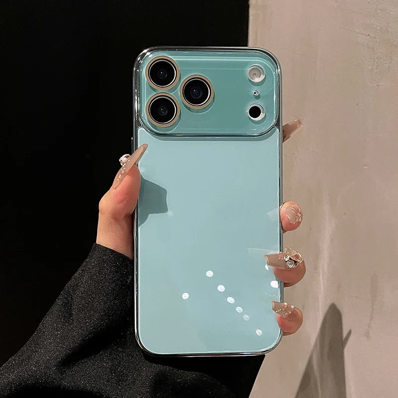 Tempered Glass iPhone Case with Camera Lens Shield & Plated Edges – Shockproof Protection for iPhone 11-17 Pro Max | Thomler