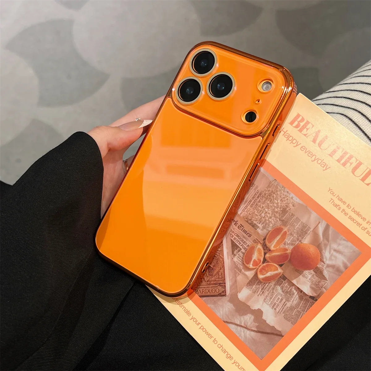 Tempered Glass iPhone Case with Camera Lens Shield & Plated Edges – Shockproof Protection for iPhone 11-17 Pro Max | Thomler