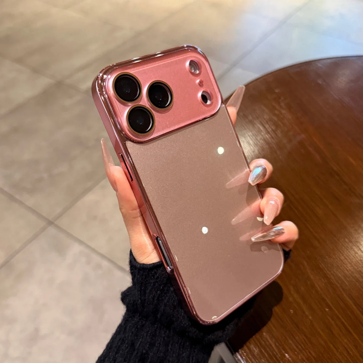 Tempered Glass iPhone Case with Camera Lens Shield & Plated Edges – Shockproof Protection for iPhone 11-17 Pro Max | Thomler