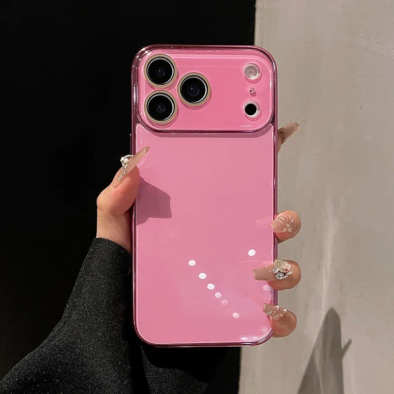 Tempered Glass iPhone Case with Camera Lens Shield & Plated Edges – Shockproof Protection for iPhone 11-17 Pro Max | Thomler