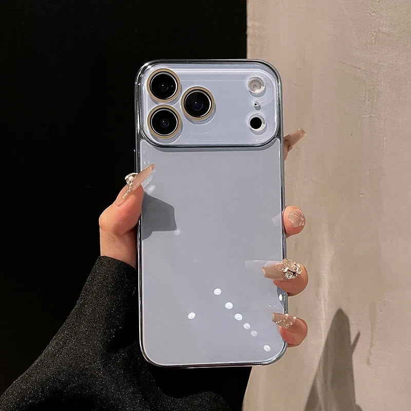 Tempered Glass iPhone Case with Camera Lens Shield & Plated Edges – Shockproof Protection for iPhone 11-17 Pro Max | Thomler