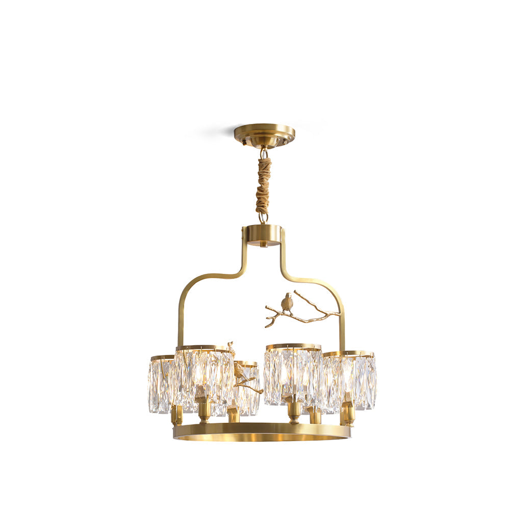 Chandelier Brass 22 in Crystal Indoor Ceiling Light Modern Dining Living Room Fixture | Thomler