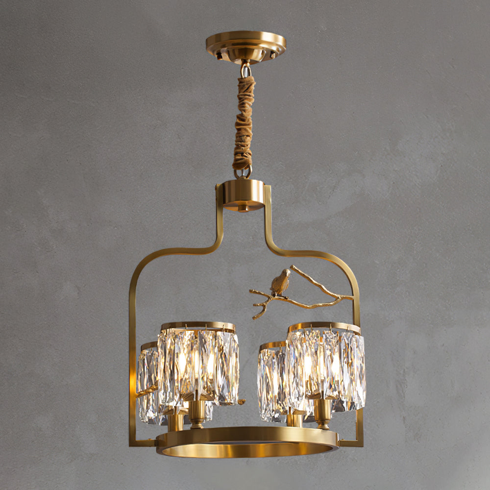 Chandelier Brass 22 in Crystal Indoor Ceiling Light Modern Dining Living Room Fixture | Thomler