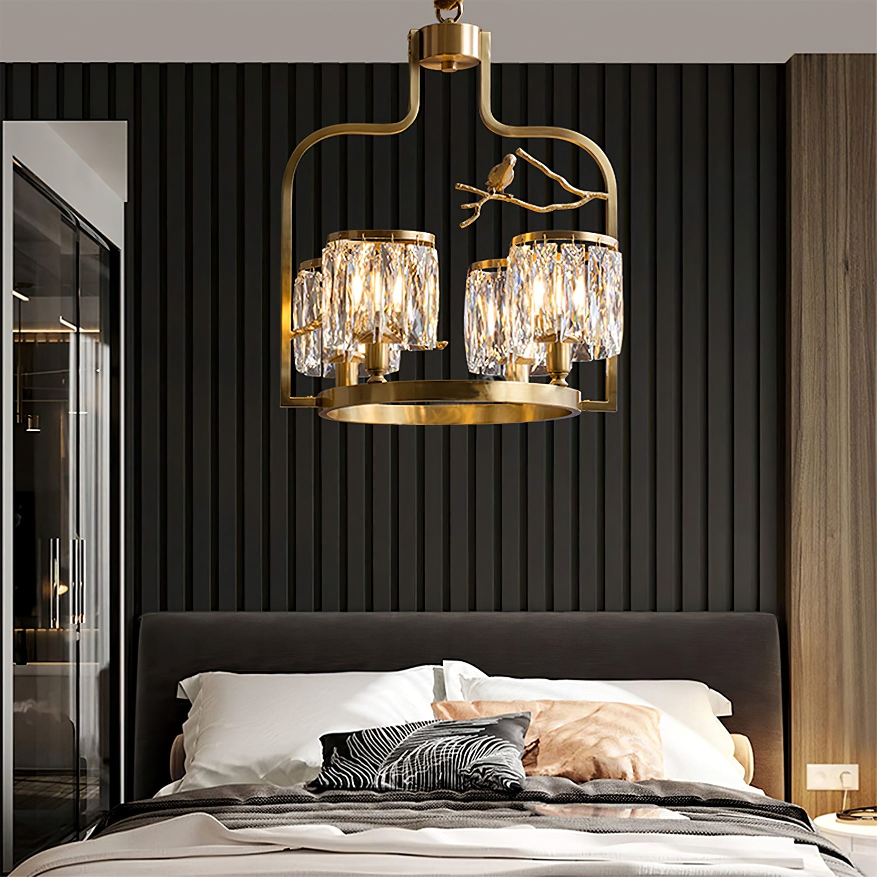 Chandelier Brass 22 in Crystal Indoor Ceiling Light Modern Dining Living Room Fixture | Thomler