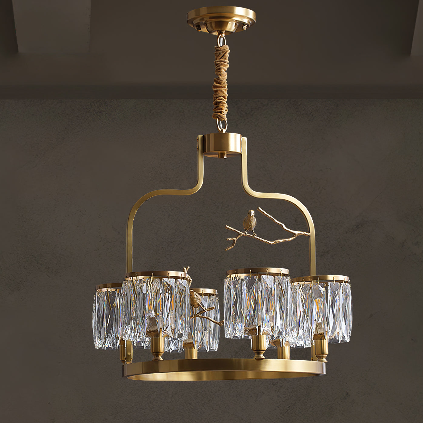 Chandelier Brass 22 in Crystal Indoor Ceiling Light Modern Dining Living Room Fixture | Thomler