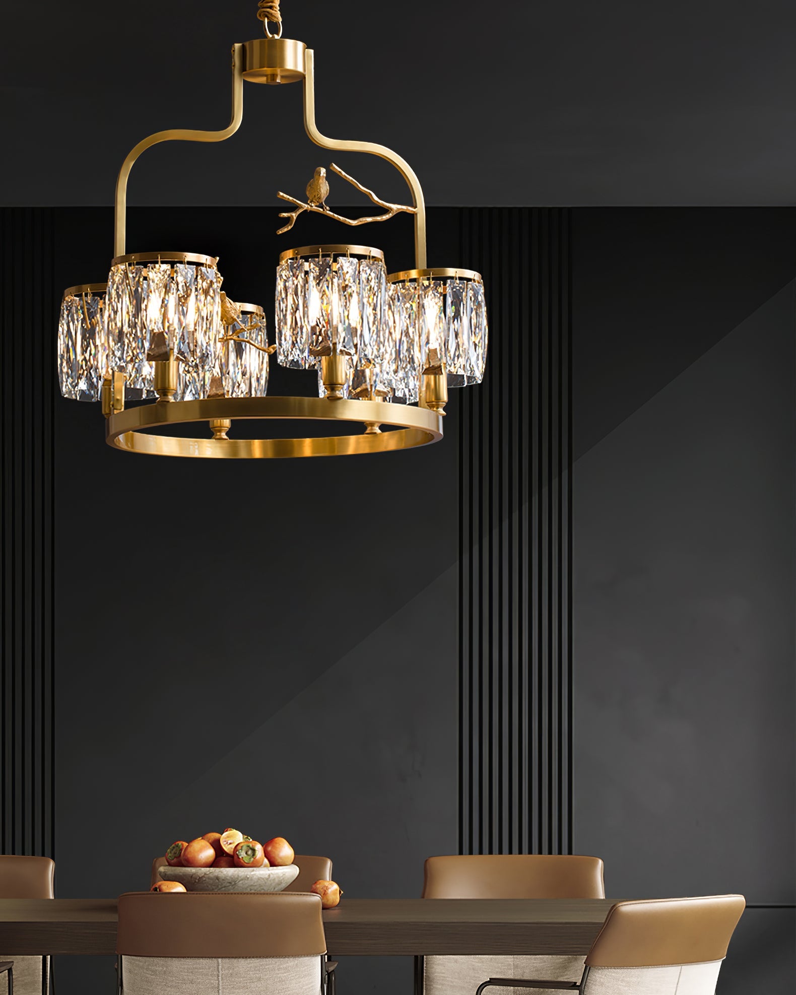 Chandelier Brass 22 in Crystal Indoor Ceiling Light Modern Dining Living Room Fixture | Thomler