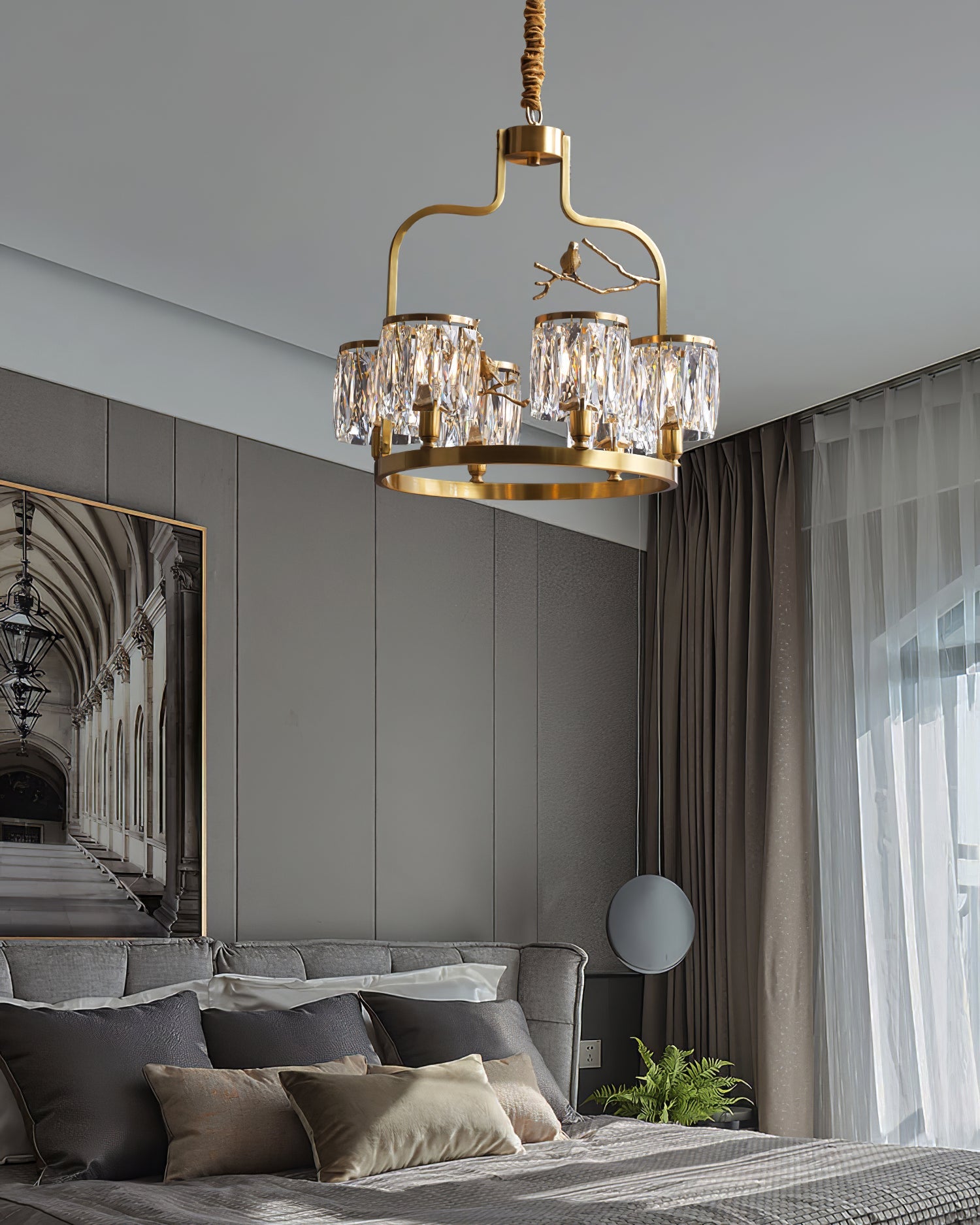 Chandelier Brass 22 in Crystal Indoor Ceiling Light Modern Dining Living Room Fixture | Thomler