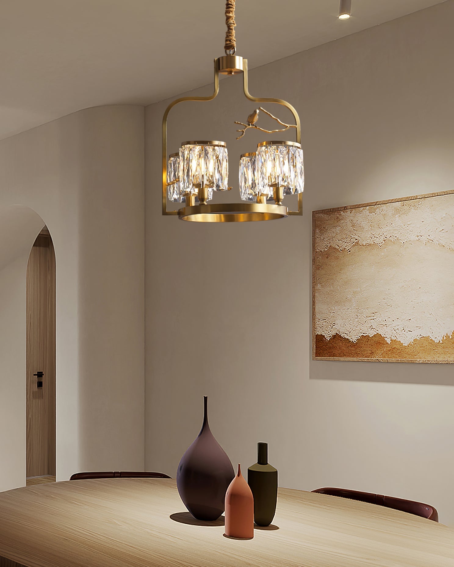 Chandelier Brass 22 in Crystal Indoor Ceiling Light Modern Dining Living Room Fixture | Thomler