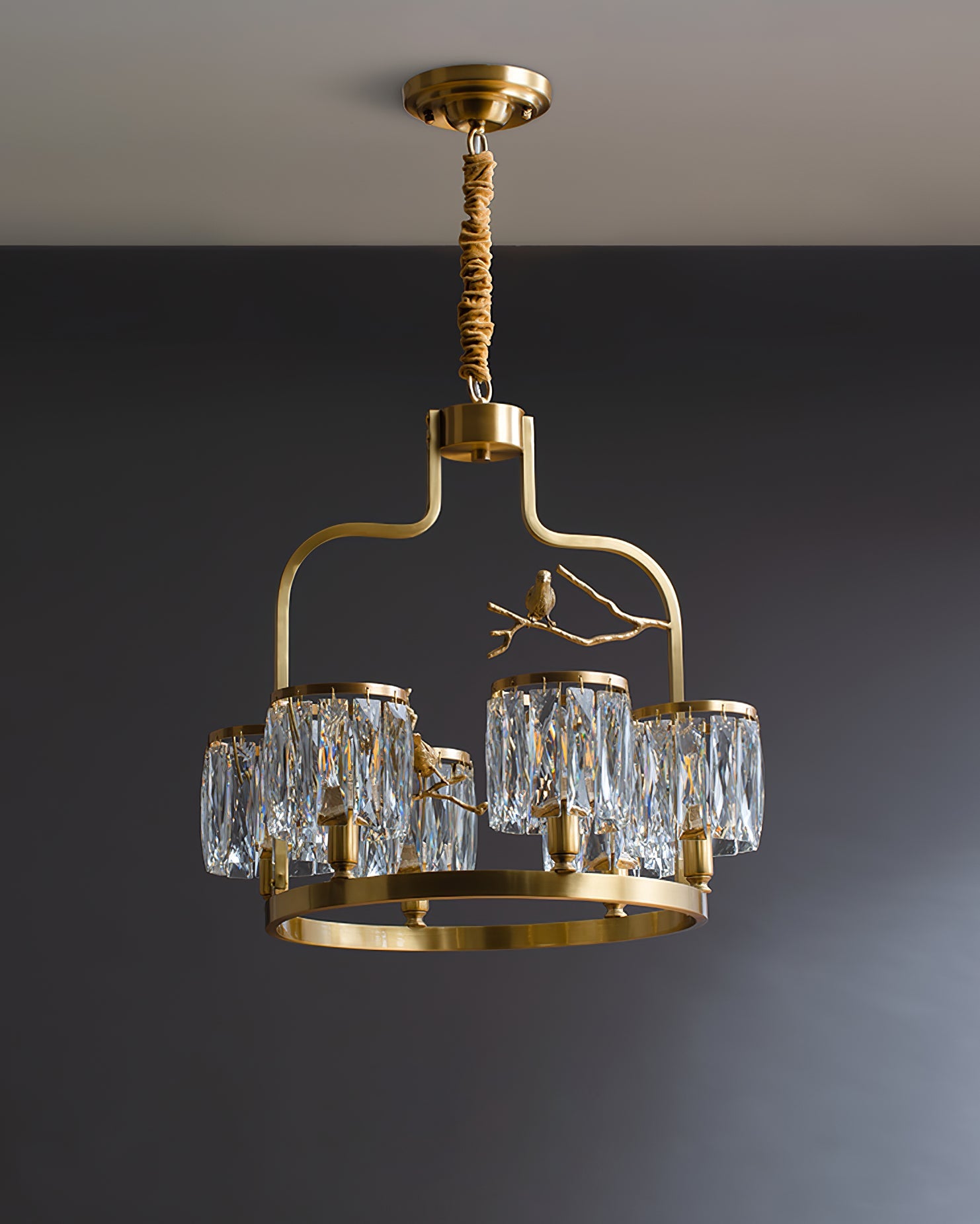 Chandelier Brass 22 in Crystal Indoor Ceiling Light Modern Dining Living Room Fixture | Thomler