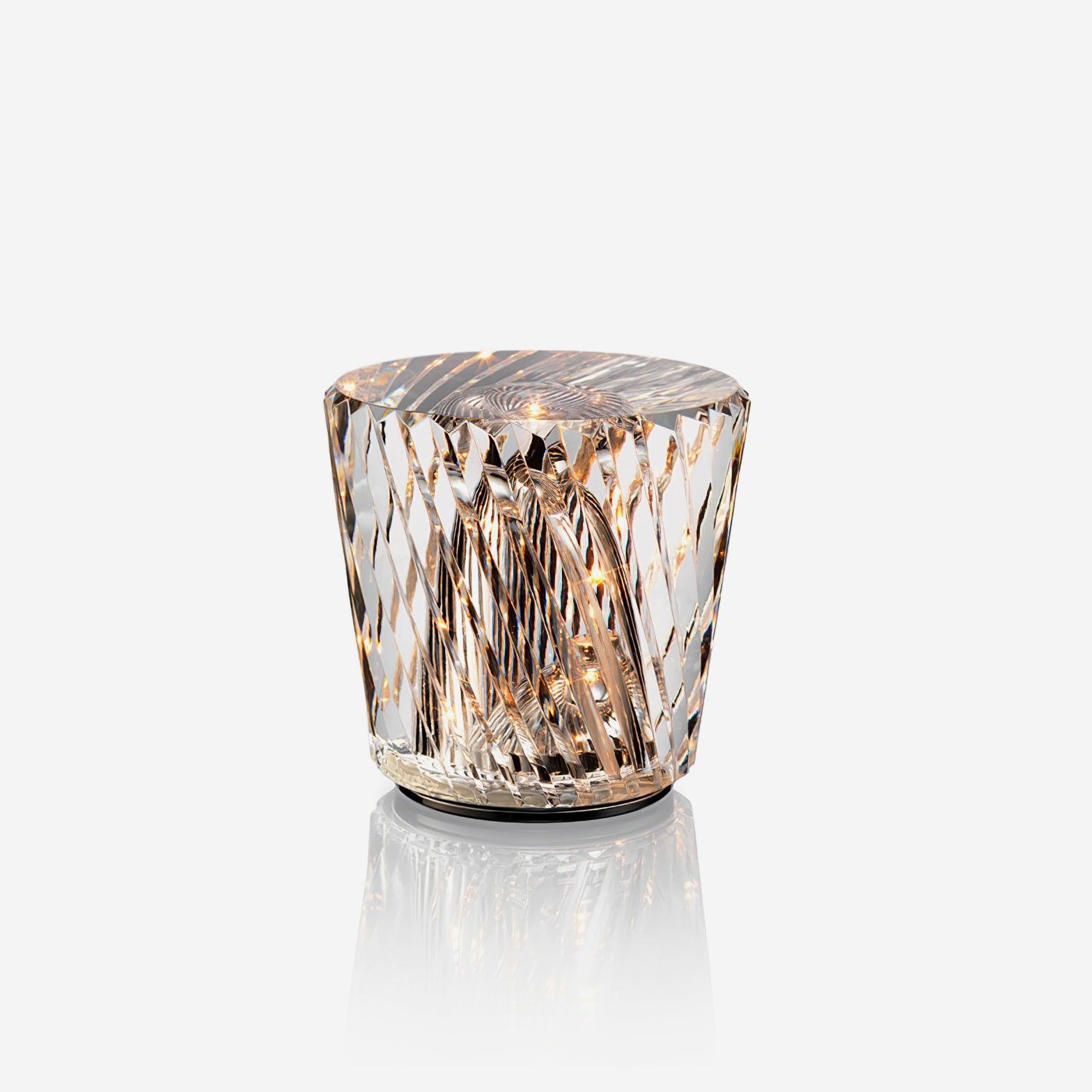Table Lamp Crystal Glass 3.2 in x 3.5 in Clear LED Desk Bedroom Accent Light | Thomler