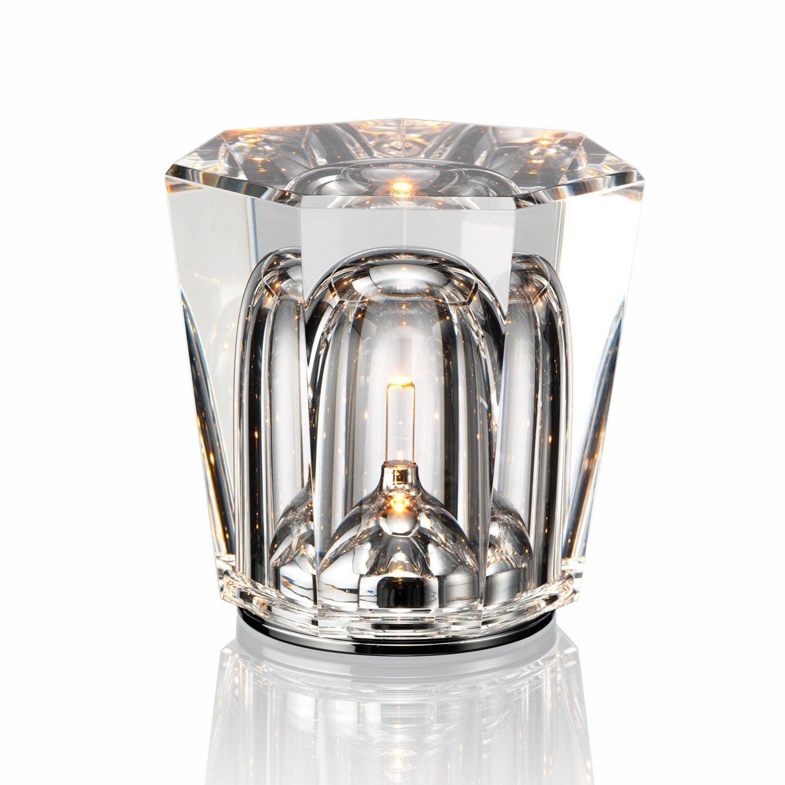 Table Lamp Crystal Glass 3.2 in x 3.5 in Clear LED Desk Bedroom Accent Light | Thomler