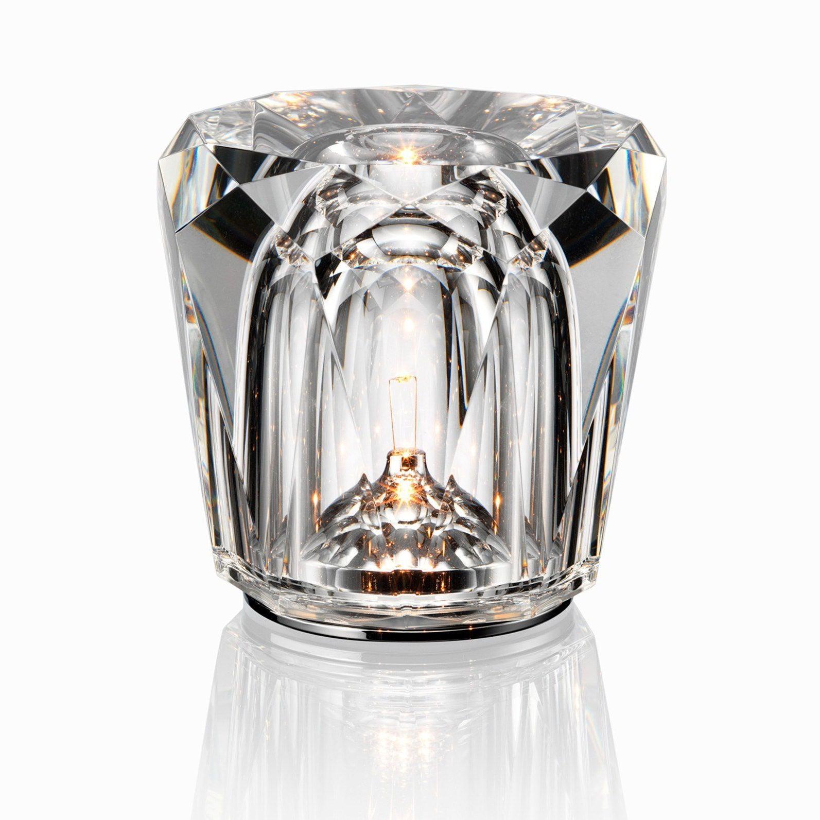 Table Lamp Crystal Glass 3.2 in x 3.5 in Clear LED Desk Bedroom Accent Light | Thomler