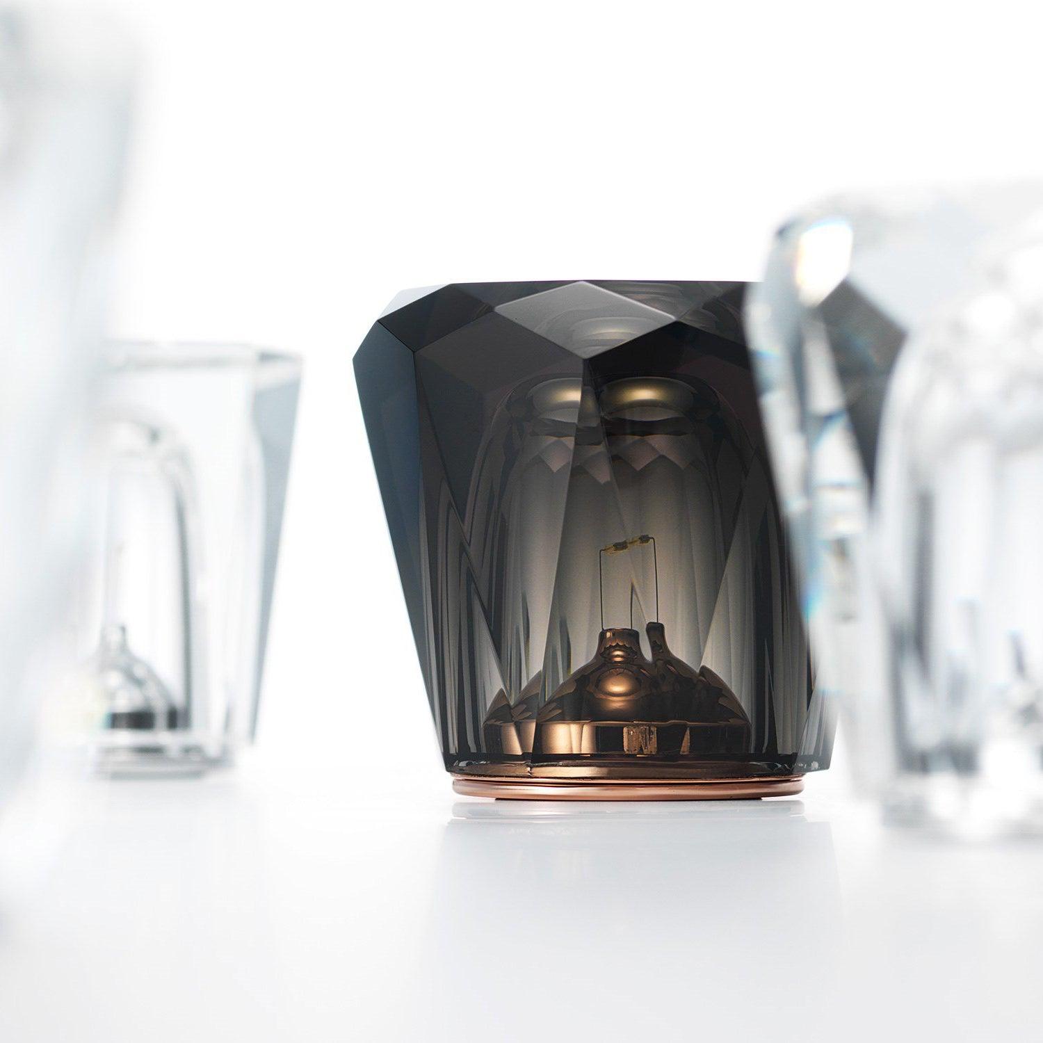 Table Lamp Crystal Glass 3.2 in x 3.5 in Clear LED Desk Bedroom Accent Light | Thomler
