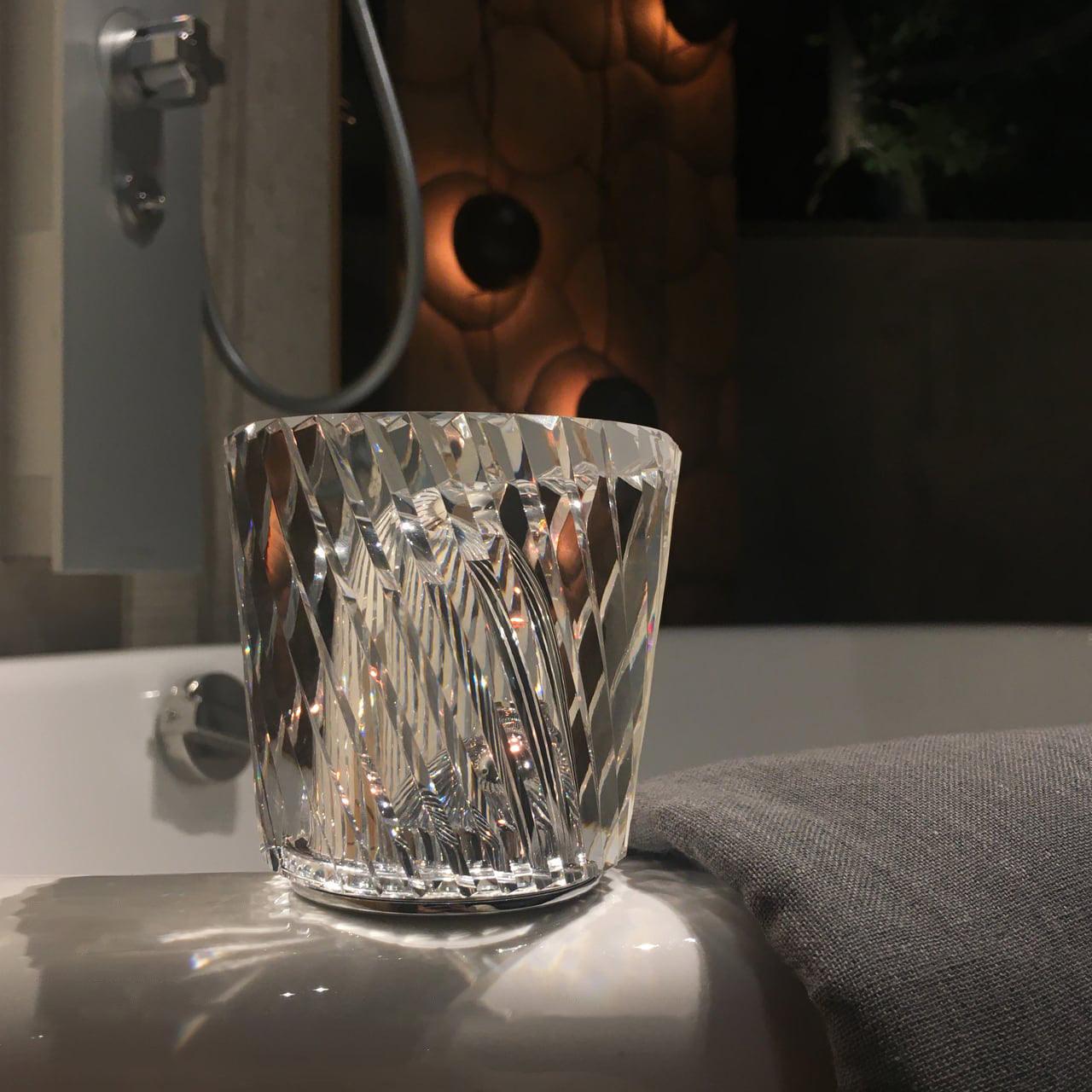 Table Lamp Crystal Glass 3.2 in x 3.5 in Clear LED Desk Bedroom Accent Light | Thomler
