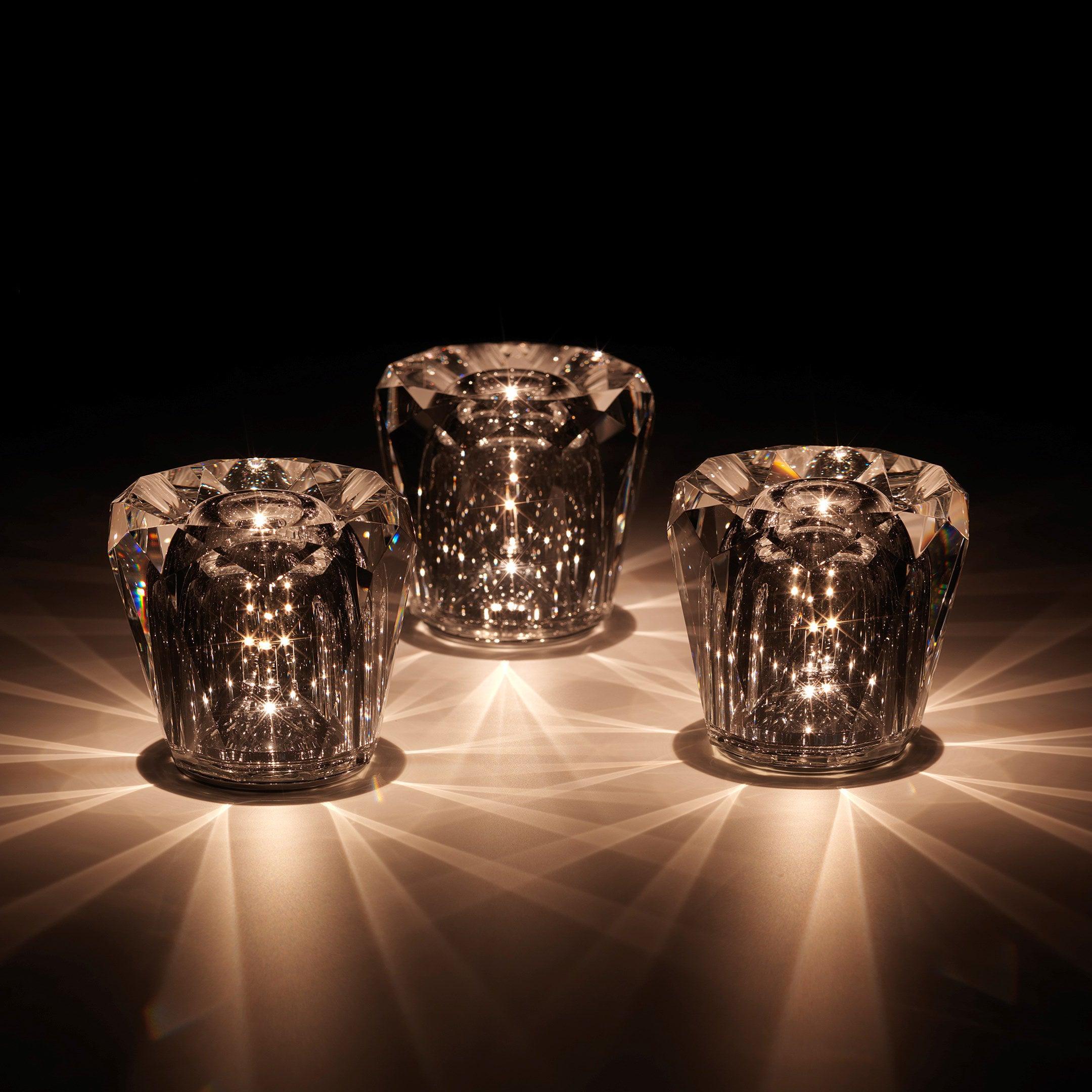 Table Lamp Crystal Glass 3.2 in x 3.5 in Clear LED Desk Bedroom Accent Light | Thomler