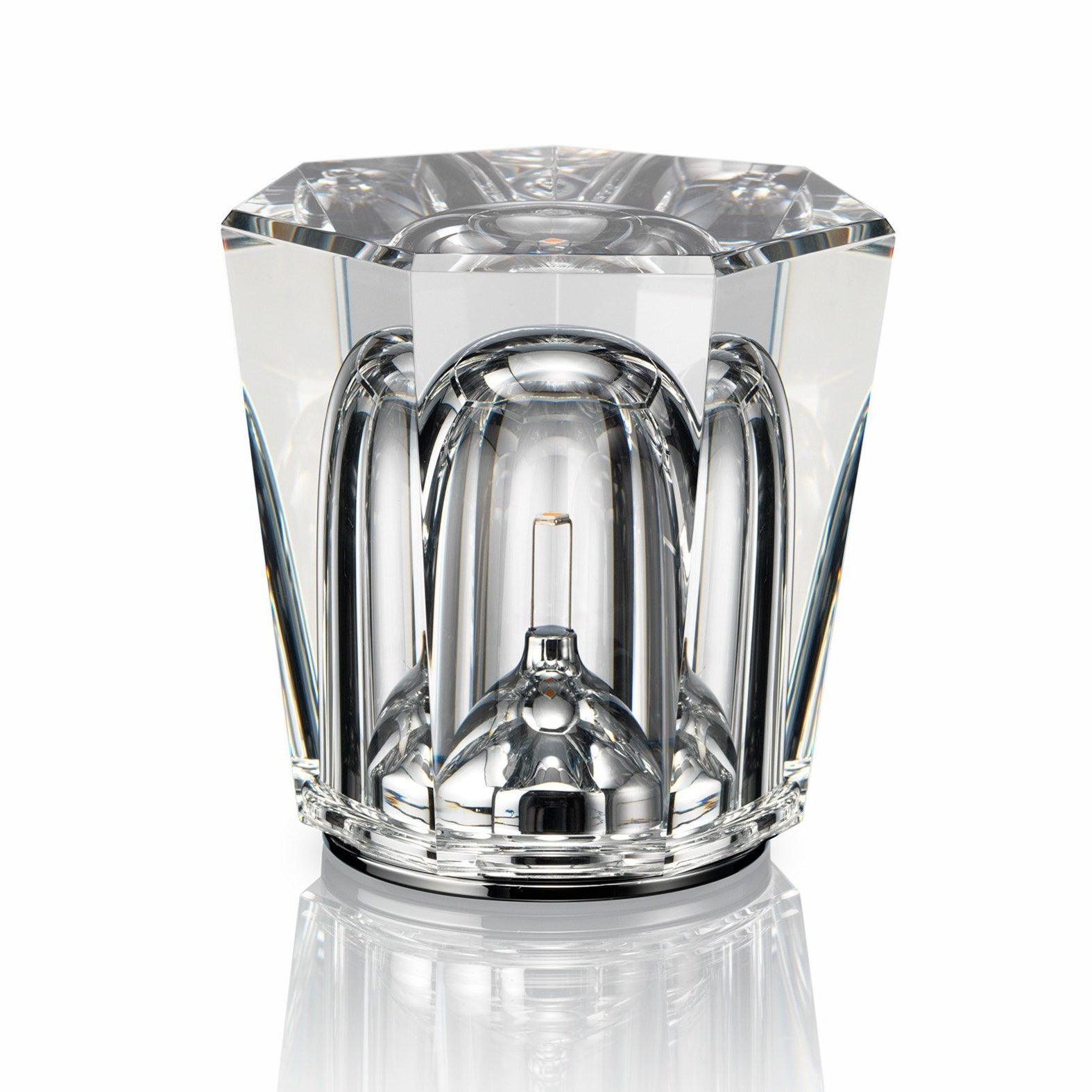 Table Lamp Crystal Glass 3.2 in x 3.5 in Clear LED Desk Bedroom Accent Light | Thomler