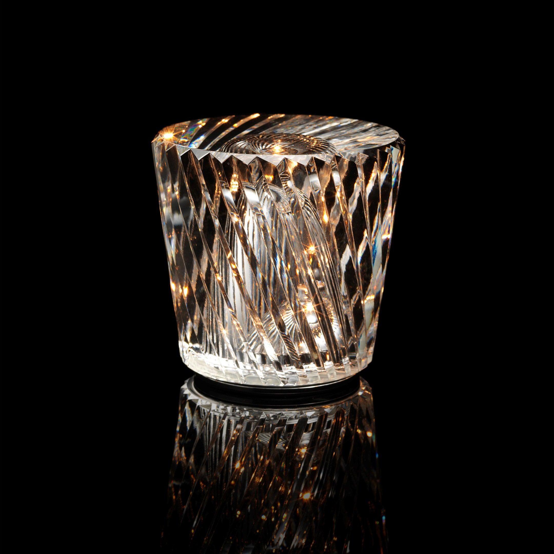 Table Lamp Crystal Glass 3.2 in x 3.5 in Clear LED Desk Bedroom Accent Light | Thomler
