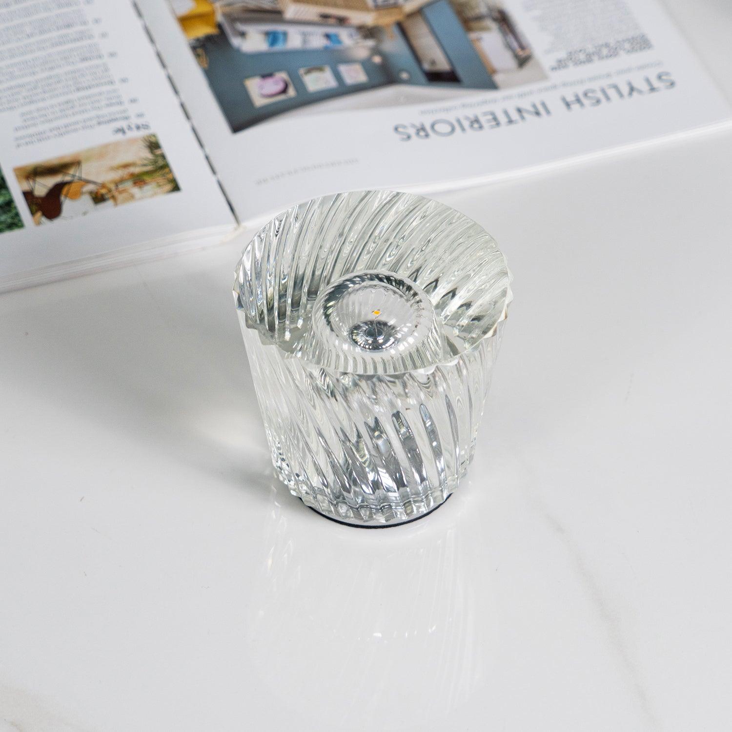 Table Lamp Crystal Glass 3.2 in x 3.5 in Clear LED Desk Bedroom Accent Light | Thomler