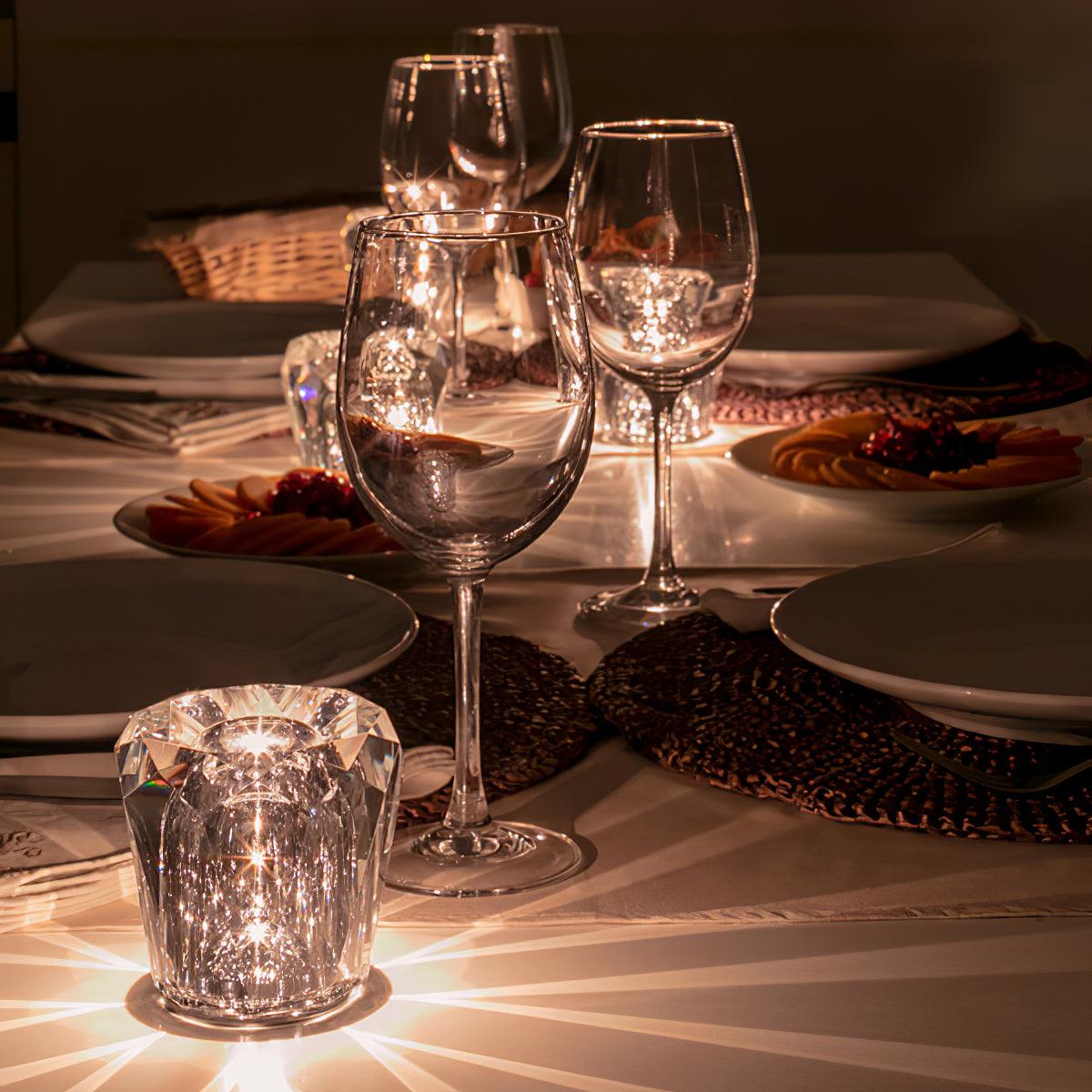 Table Lamp Crystal Glass 3.2 in x 3.5 in Clear LED Desk Bedroom Accent Light | Thomler