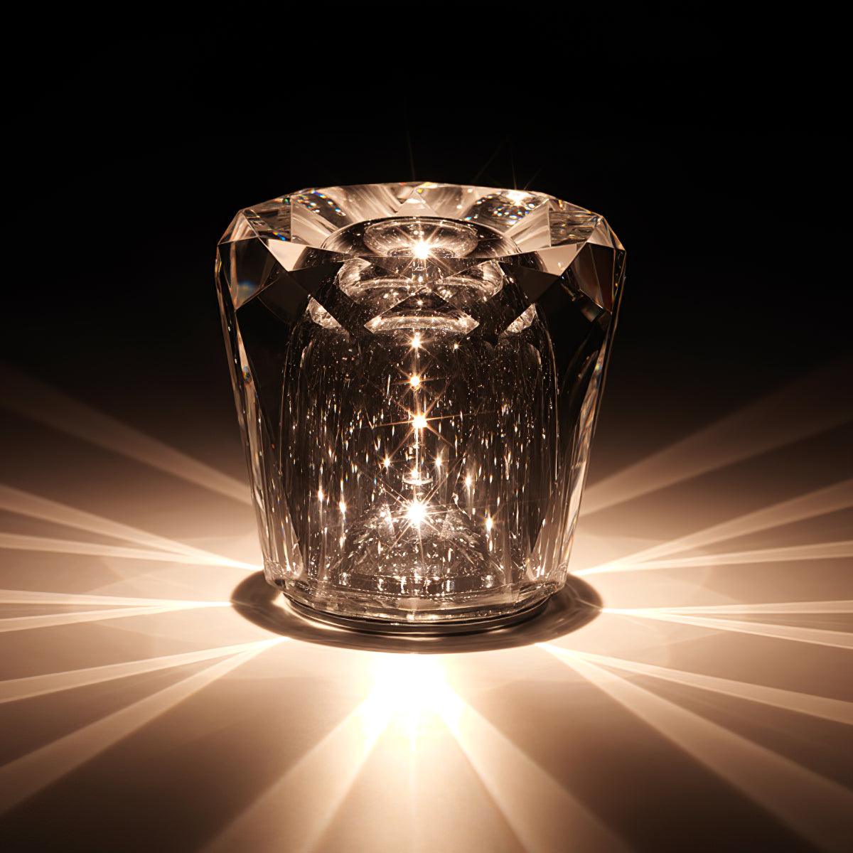 Table Lamp Crystal Glass 3.2 in x 3.5 in Clear LED Desk Bedroom Accent Light | Thomler