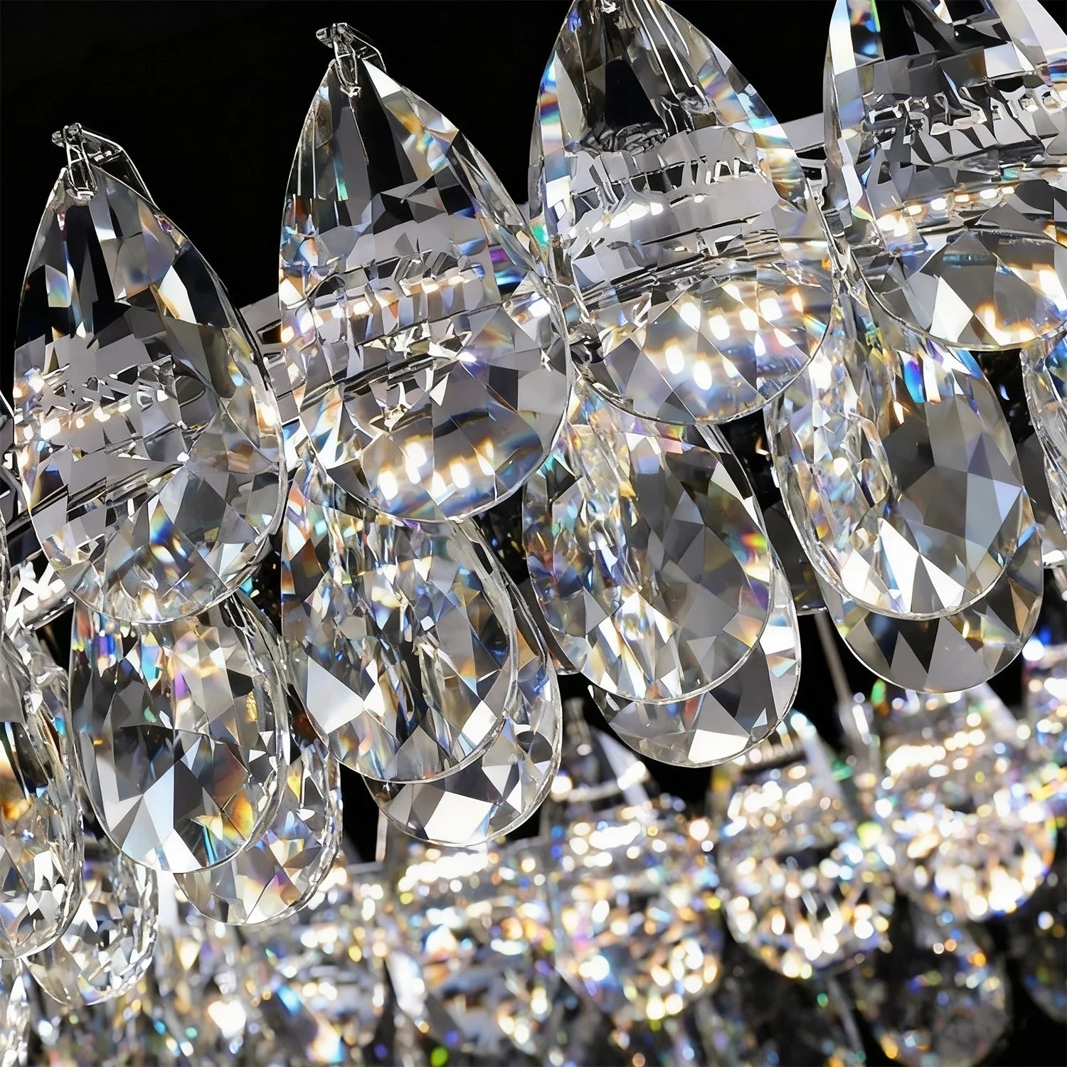 Chandelier Crystal Double Ring 32.3 in LED Chrome Dining Room Living Room Ceiling Light Fixture Modern Adjustable Hanging | Thomler
