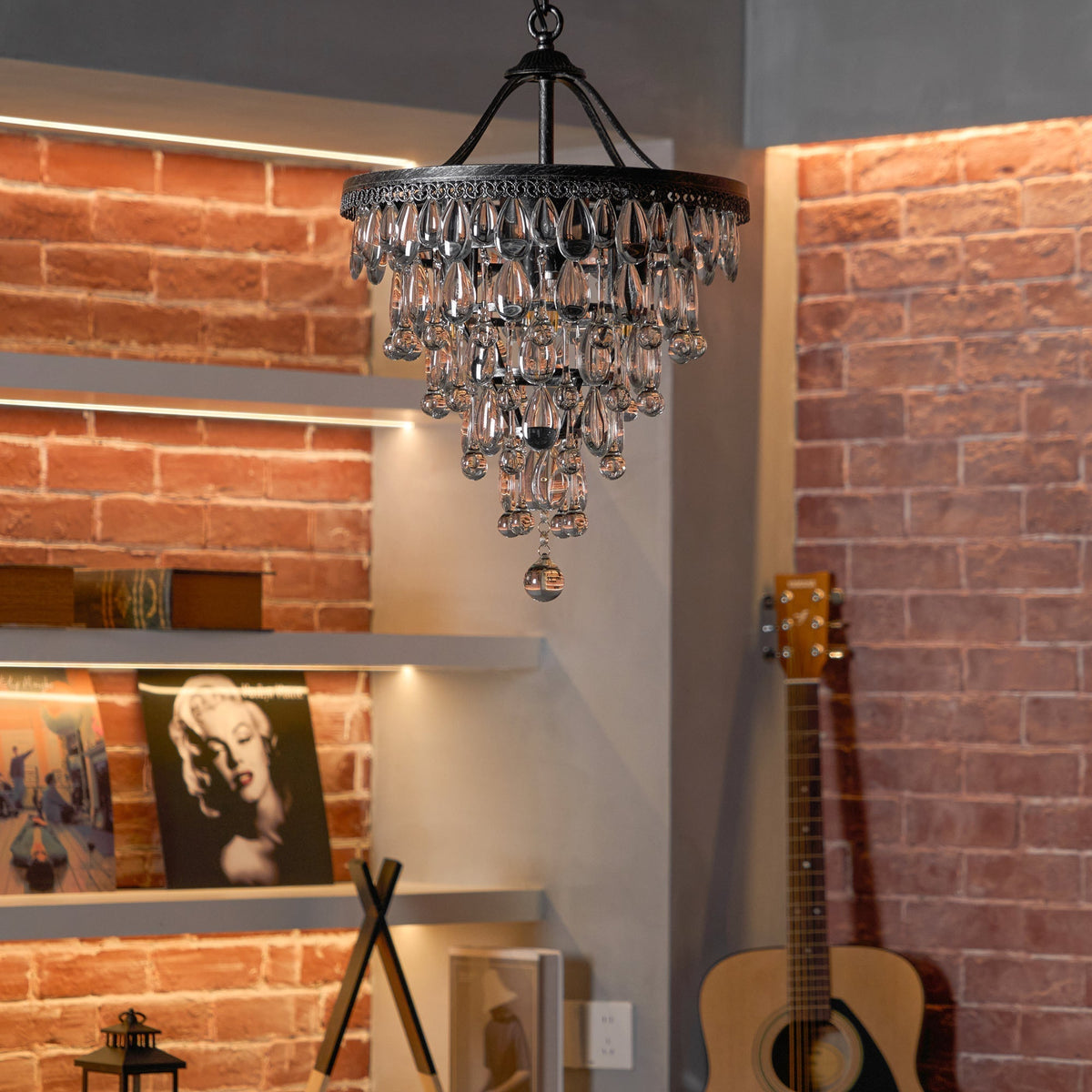 Crystal Tiered Iron Chandelier with Bronze Finish – Multi-Light Statement Fixture for Dining Room & Foyer | Thomler