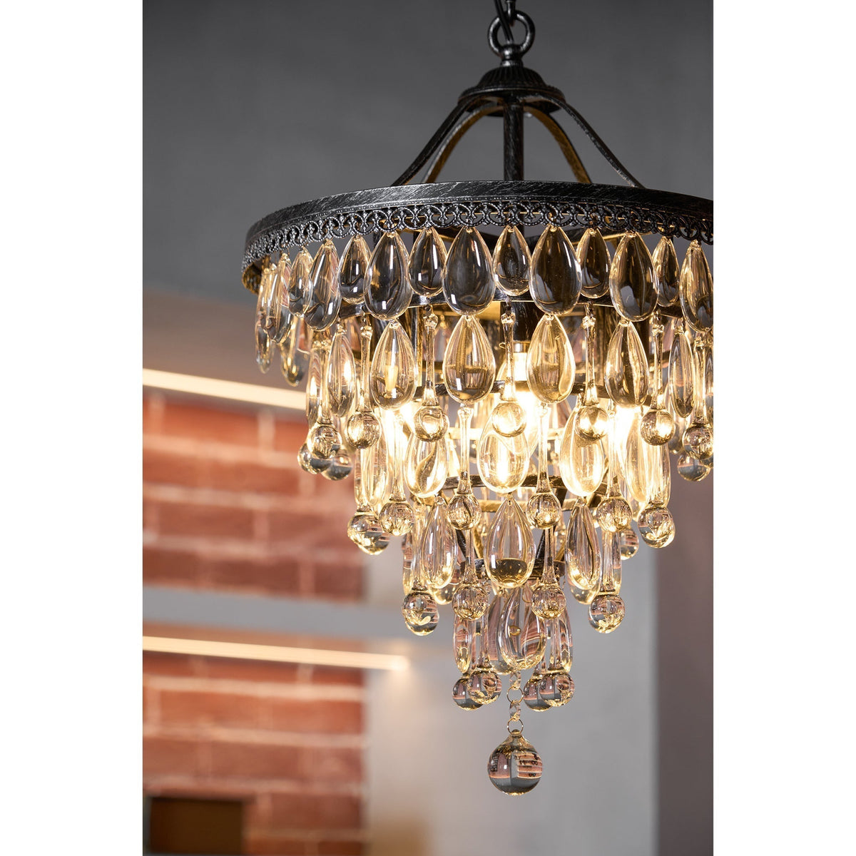 Crystal Tiered Iron Chandelier with Bronze Finish – Multi-Light Statement Fixture for Dining Room & Foyer | Thomler