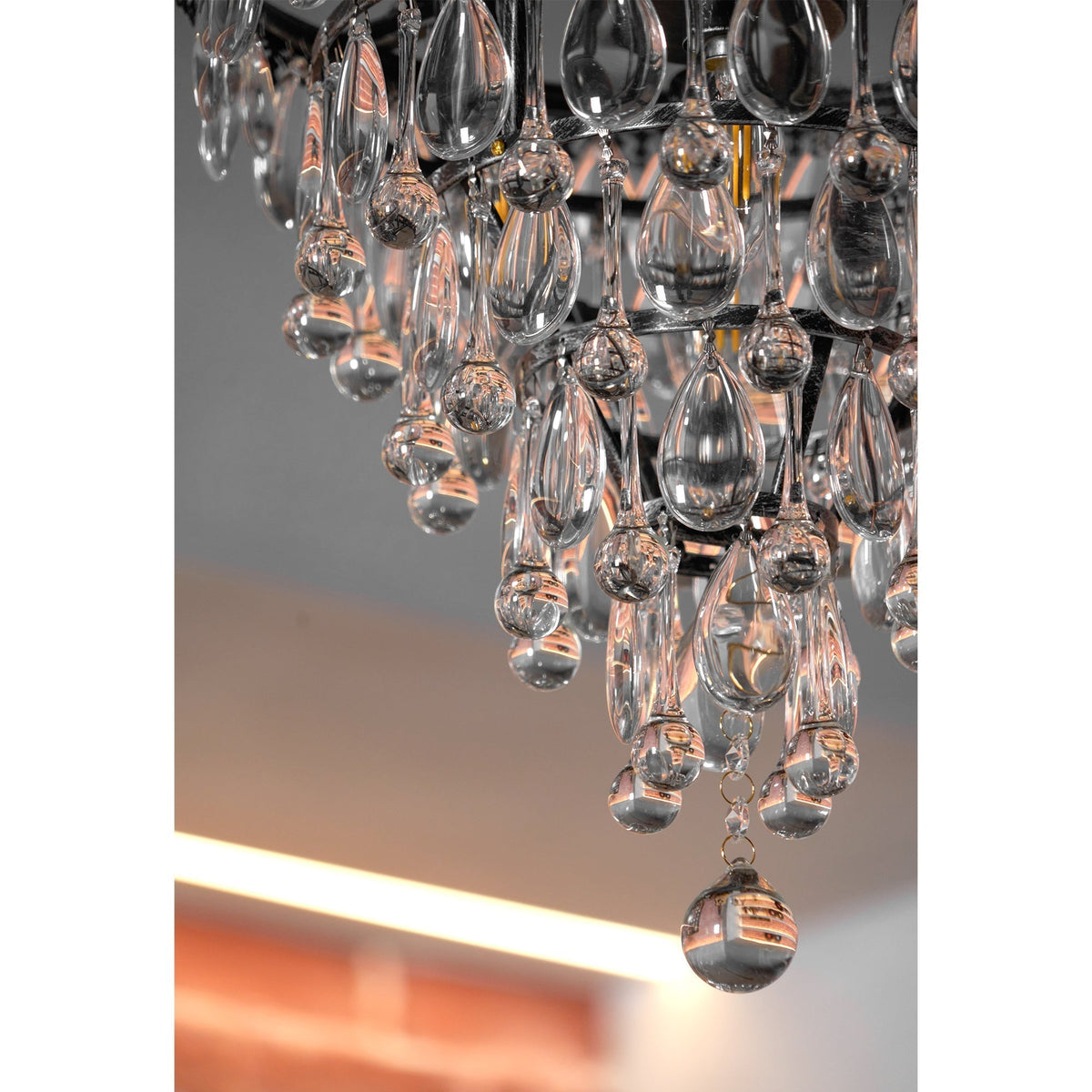 Crystal Tiered Iron Chandelier with Bronze Finish – Multi-Light Statement Fixture for Dining Room & Foyer | Thomler
