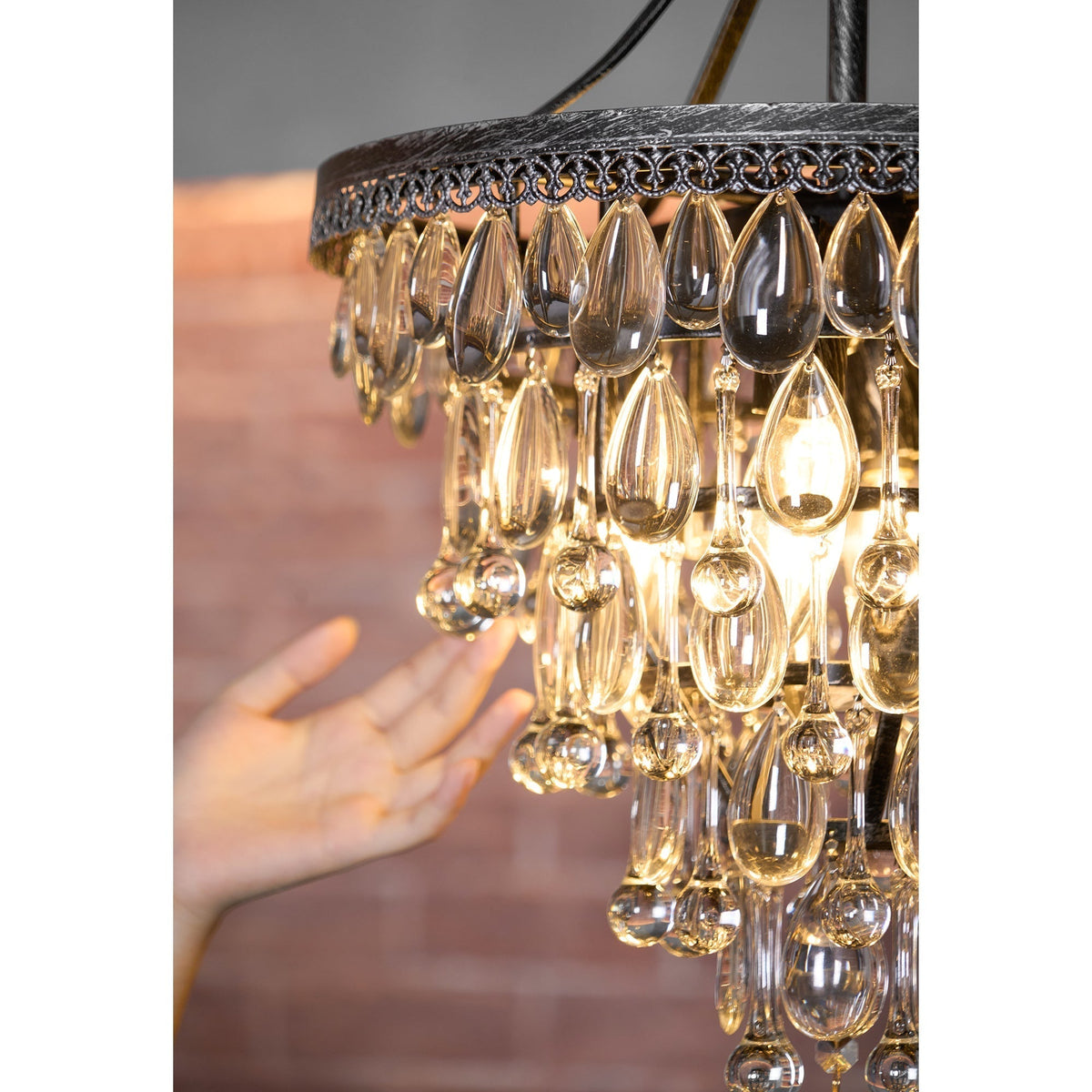 Crystal Tiered Iron Chandelier with Bronze Finish – Multi-Light Statement Fixture for Dining Room & Foyer | Thomler
