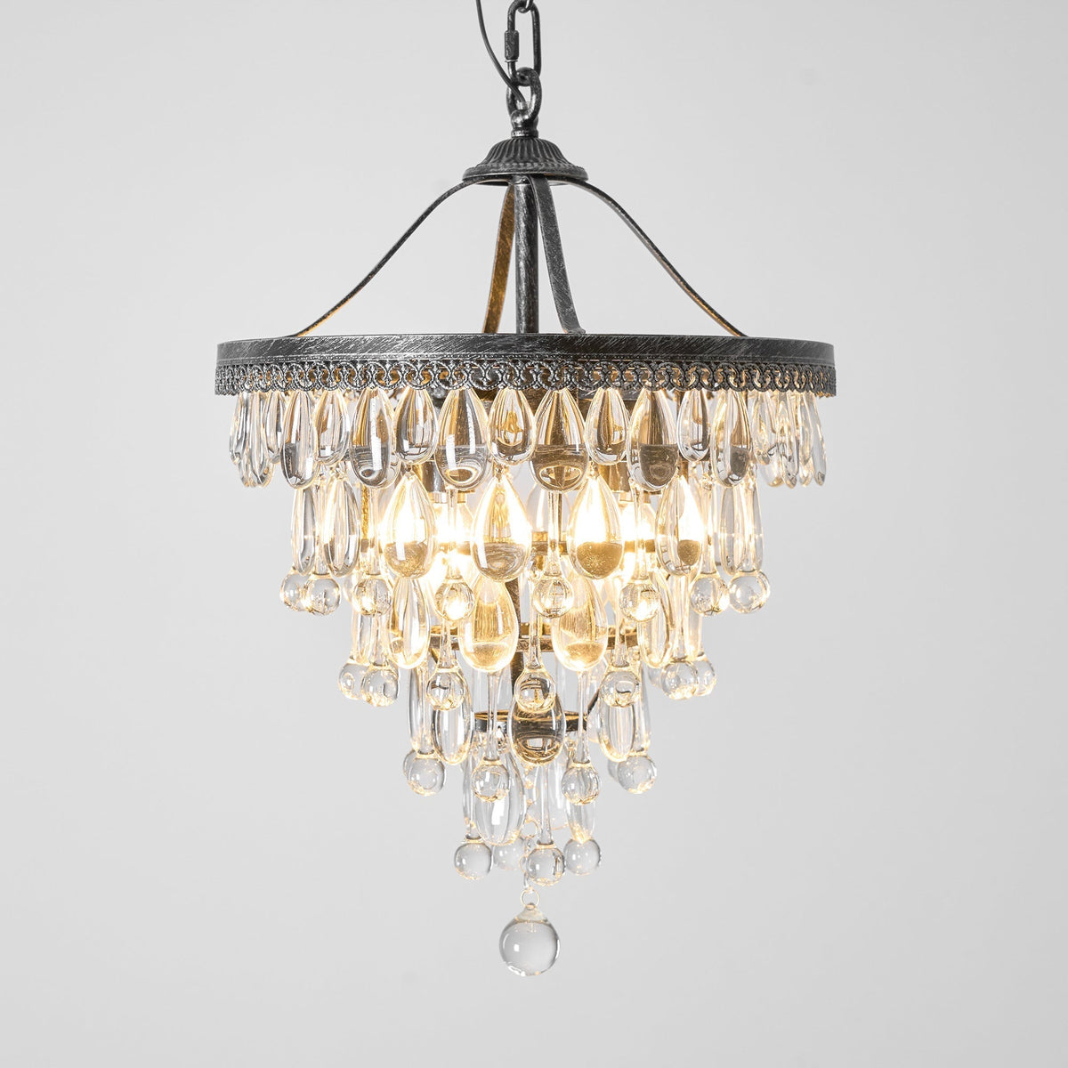 Crystal Tiered Iron Chandelier with Bronze Finish – Multi-Light Statement Fixture for Dining Room & Foyer | Thomler