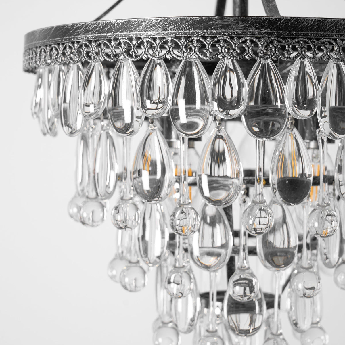 Crystal Tiered Iron Chandelier with Bronze Finish – Multi-Light Statement Fixture for Dining Room & Foyer | Thomler