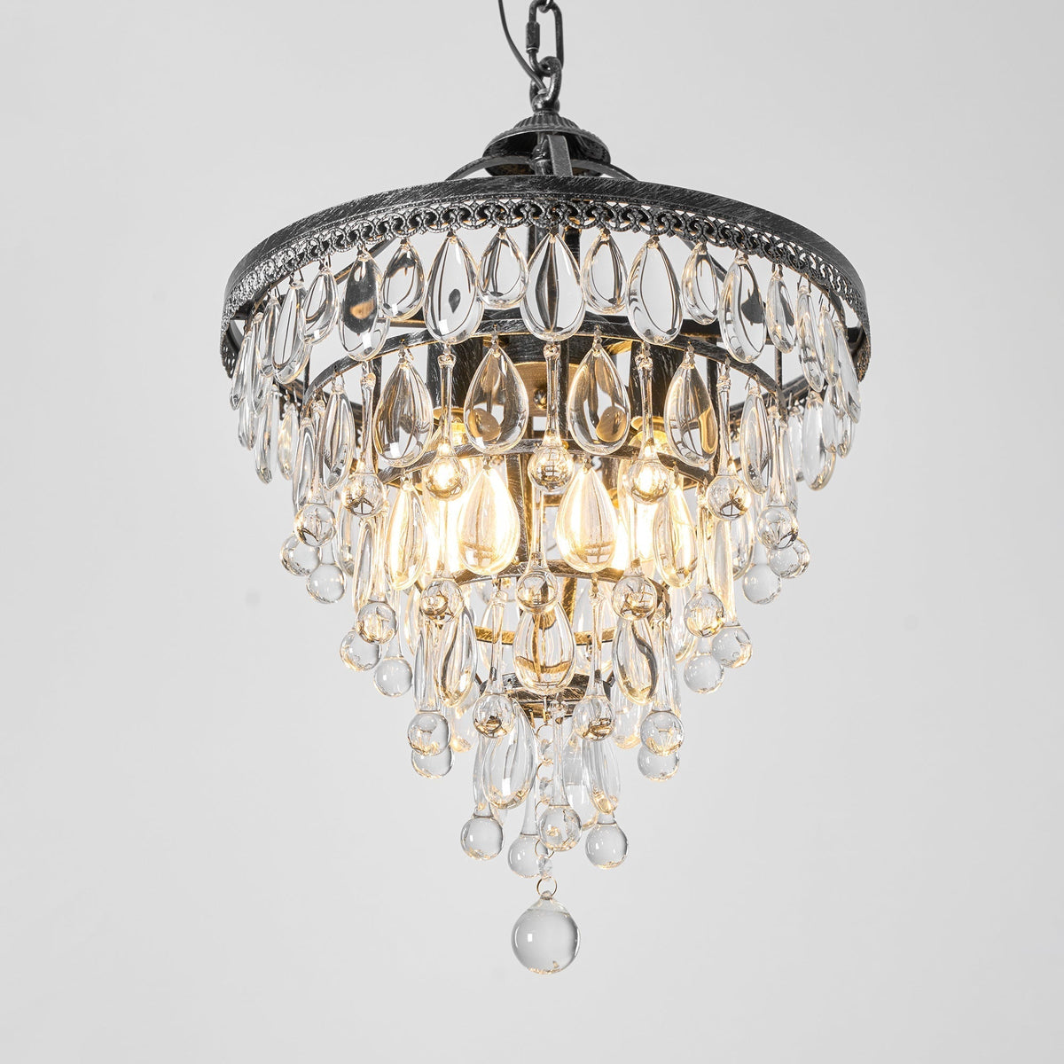 Crystal Tiered Iron Chandelier with Bronze Finish – Multi-Light Statement Fixture for Dining Room & Foyer | Thomler