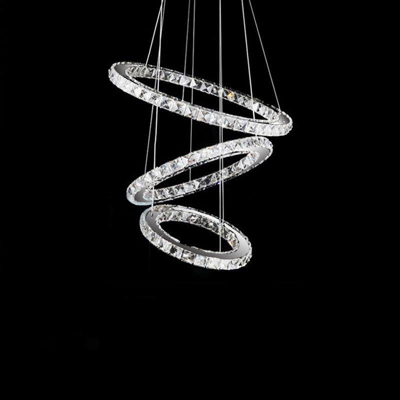 Adjustable Circle Hanging Light Fixture with K9 Crystal Accents for Dining Room & Living Room | Thomler