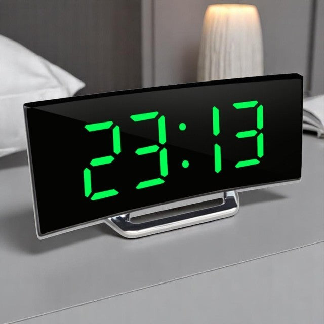 Alarm Clock LED Curved Display 17.0 cm USB Bedroom Bedside Digital Desk Clock Large Screen | Thomler