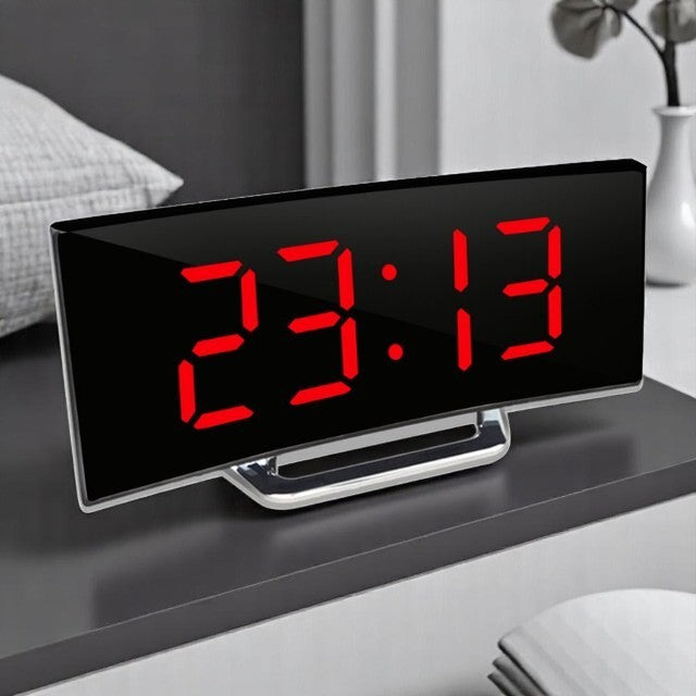 Alarm Clock LED Curved Display 17.0 cm USB Bedroom Bedside Digital Desk Clock Large Screen | Thomler