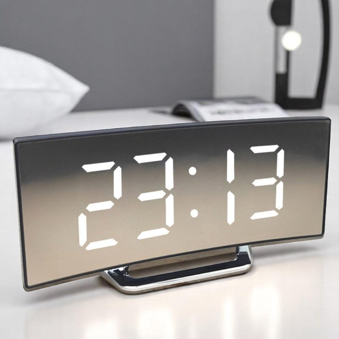 Alarm Clock LED Curved Display 17.0 cm USB Bedroom Bedside Digital Desk Clock Large Screen | Thomler