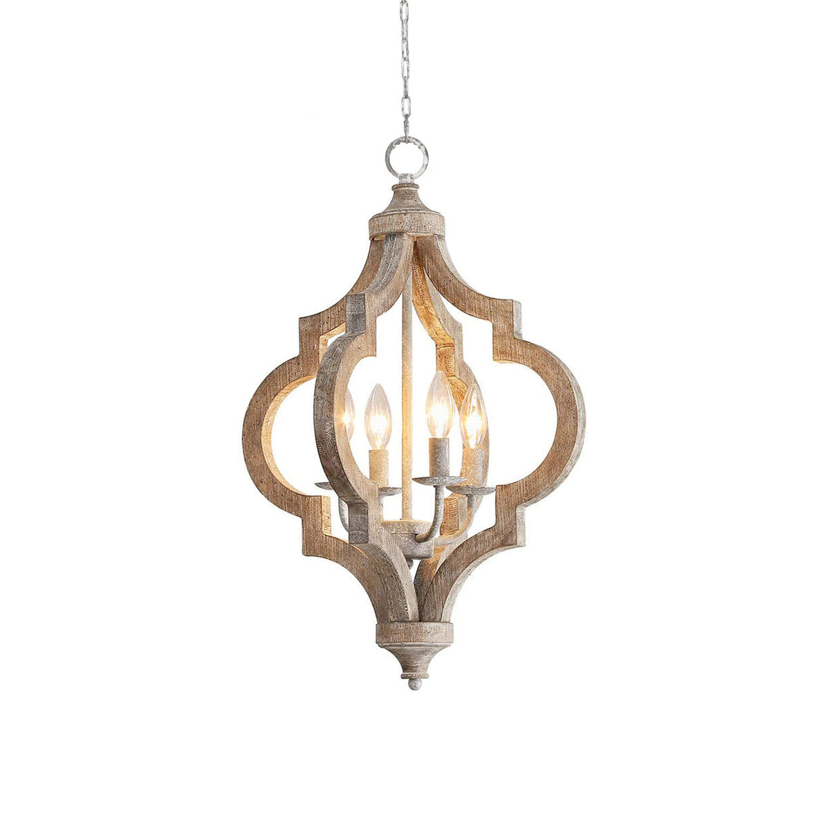 Rustic Timber Ceiling Fixture – 4-Light Adjustable Hanging Pendant with Reclaimed Wood Frame for Dining Room & Farmhouse Style Homes | Thomler
