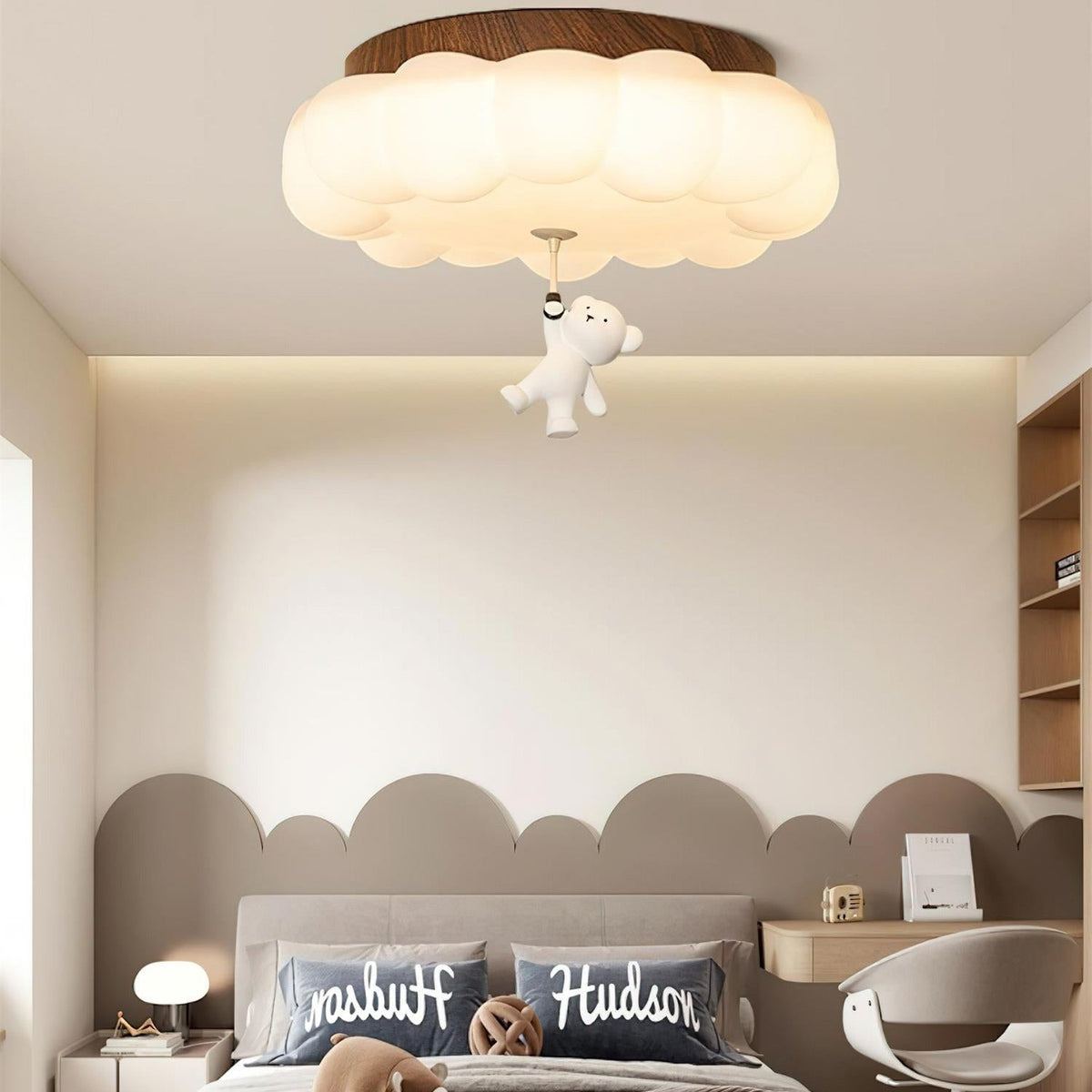Teddy Bear Cloud Nursery Ceiling Light – Soft Acrylic Shade with Adorable Hanging Charm for Kids' Rooms | Thomler
