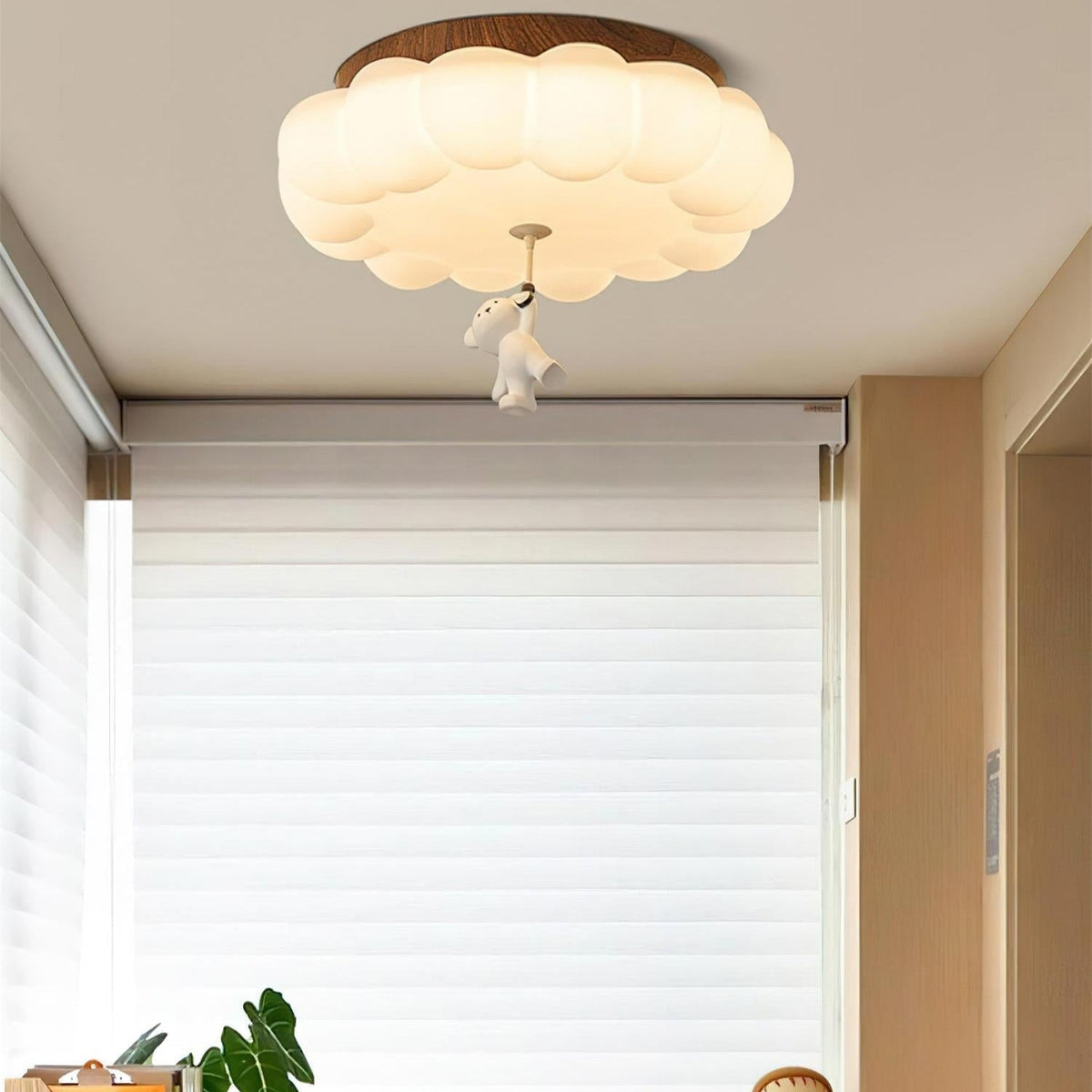 Teddy Bear Cloud Nursery Ceiling Light – Soft Acrylic Shade with Adorable Hanging Charm for Kids' Rooms | Thomler