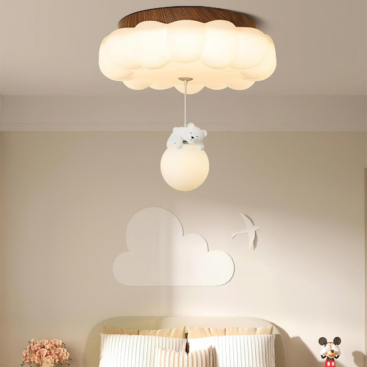Teddy Bear Cloud Nursery Ceiling Light – Soft Acrylic Shade with Adorable Hanging Charm for Kids' Rooms | Thomler