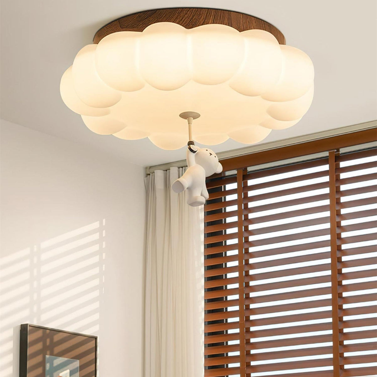 Teddy Bear Cloud Nursery Ceiling Light – Soft Acrylic Shade with Adorable Hanging Charm for Kids' Rooms | Thomler