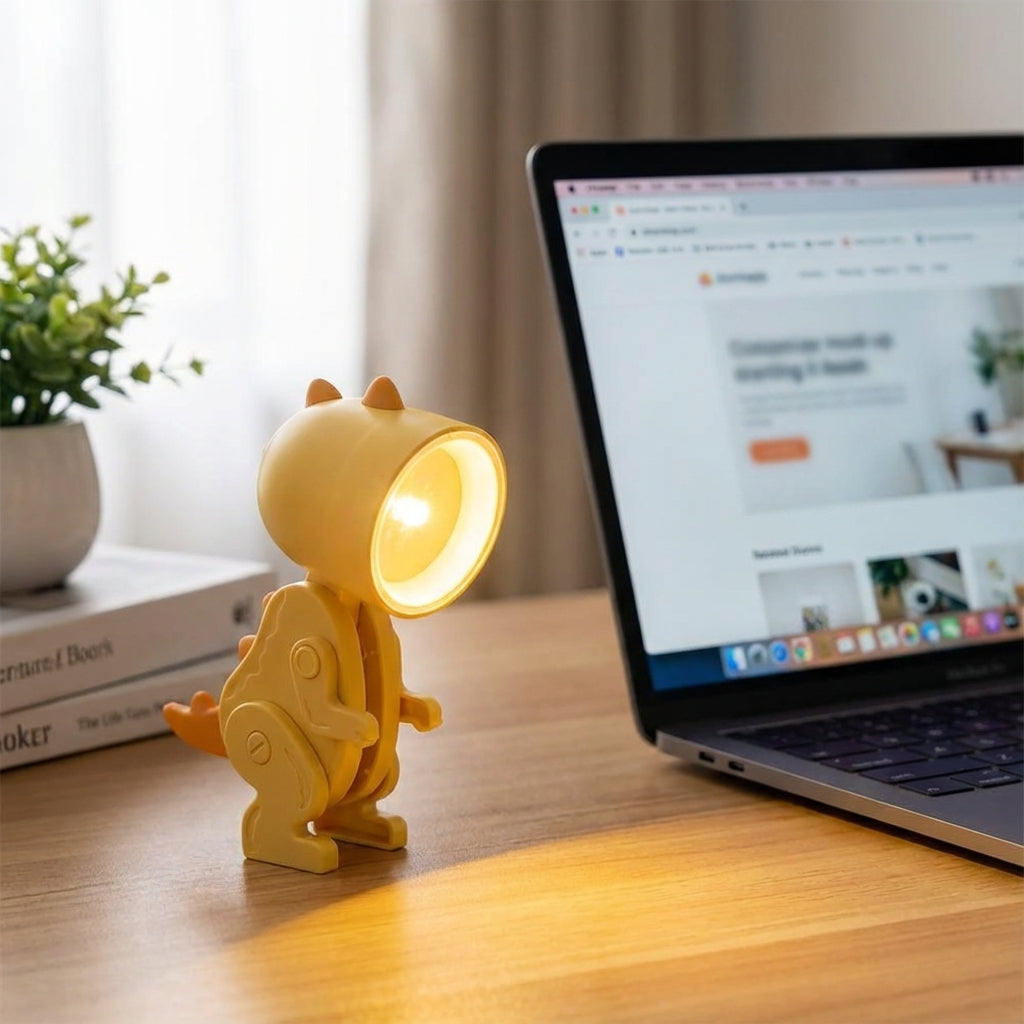 Table Lamp Plastic LED 25.0 cm Yellow Foldable Desk Bedside Reading Light Portable Clip On Night Lamp | Thomler
